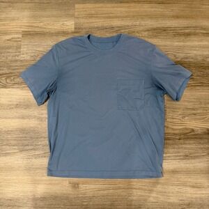 Lululemon‎ Fundamental Pocket T Shirt Mens L Chambray Blue Short Sleeve